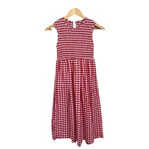 Vtg Storybook Heirlooms Youth Dress Red White Plaid Picnic 10 USA Smocking